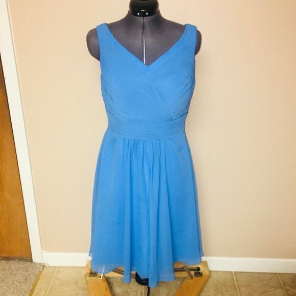 Azazie Grace Blue Formal Prom Cocktail Dress 10 - Picture 1 of 7